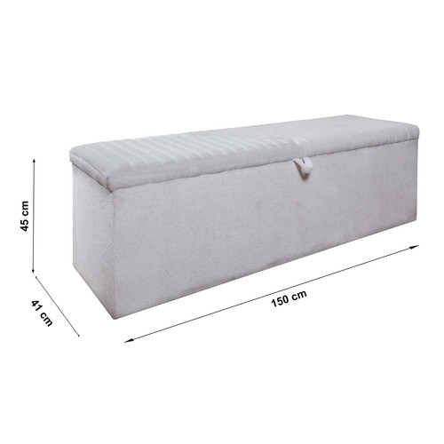 Vivenla Banc bout de lit coffre avec rangement coloris blanc design en tissu bouclette L. 150 x P. 41 x H. 45 cm collection PIANNO