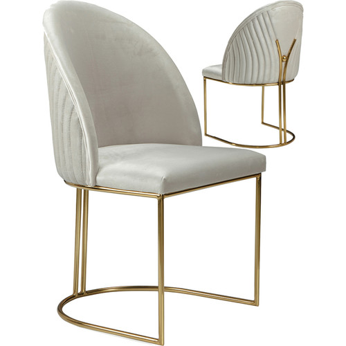 Vivenla - Lot de 2 chaises de salle à manger design revêtement en velours beige et piètement en acier inoxydable doré collection VASCO Vivenla   - Chaises Lot de 2