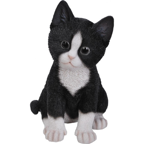 Petite déco d'exterieur Vivid Arts Chaton en résine 20 cm Kitten noir et blanc.