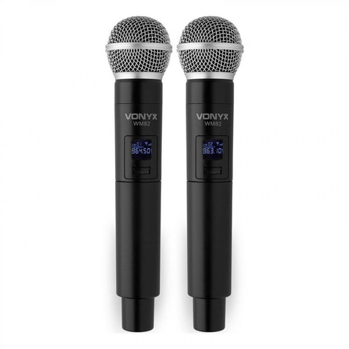 Microphone Vonyx WM82 Digital 2-Kanal-UHF-Funkmikrofon System 2xHandmikro 50m schwarz Vonyx