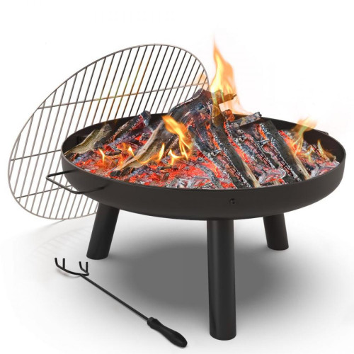 Vounot - Brasero exterieur BBQ 60cm en acier noir - Barbecues charbon de bois