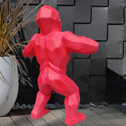 Petite déco d'exterieur Statue origami gorille rouge 80 cm