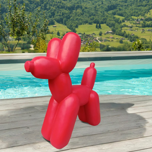 Petite déco d'exterieur Wanda Collection Statue chien ballon rouge 100 cm