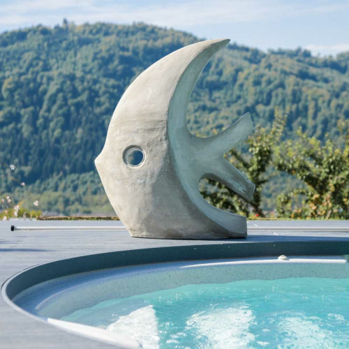 Petite déco d'exterieur Wanda Collection Grande sculpture design poisson 100 cm gris