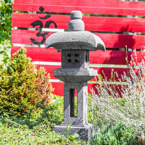 Wanda Collection - Lanterne japonaise pagode en pierre de lave 70 cm - Lampes à poser