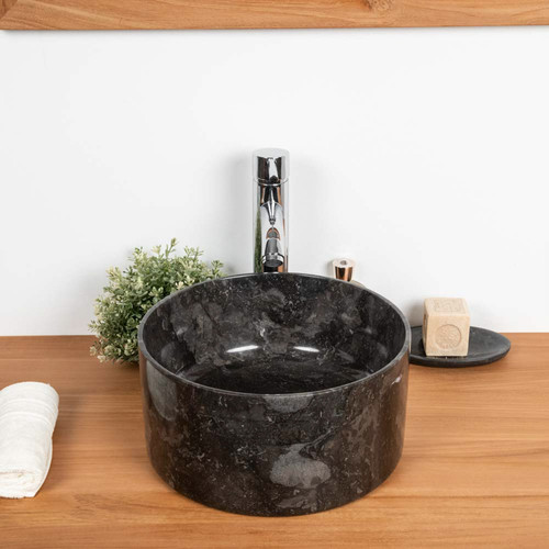Wanda Collection - Lavabo en marbre salle de bain Ulysse 30 cm noir Wanda Collection  - Vasque noire Vasque