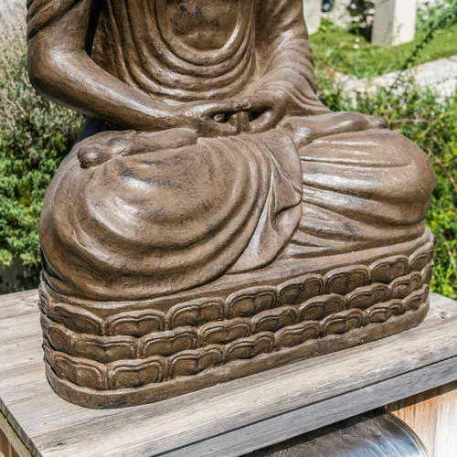Wanda Collection Statue jardin bouddha assis fibre de verre position chakra 150cm brun