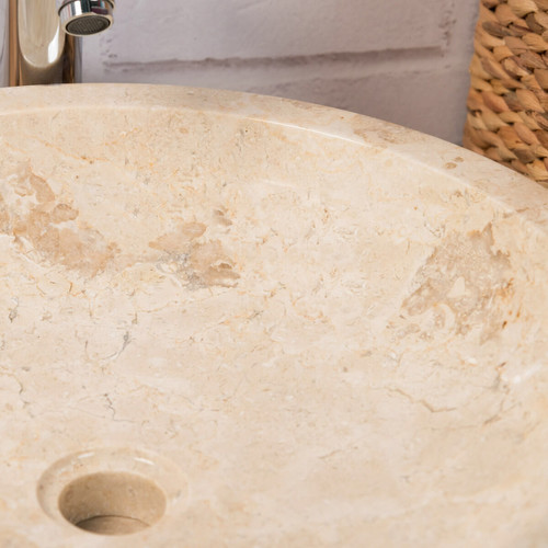 Vasque Vasque ronde Barcelone en marbre à poser colori crème - diametre 45