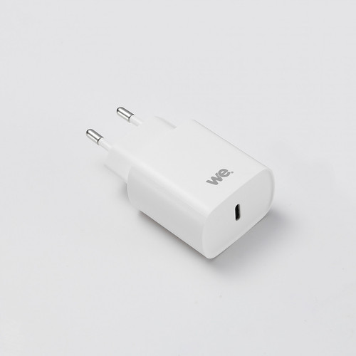 We - Chargeur secteur de la marque WE 1 Port USB-C 5V/3A, 9V/2A, 12V/1.5 Power Delivery, alimentation de 18W Mince, léger et pratique. Blanc We  - Câble antenne