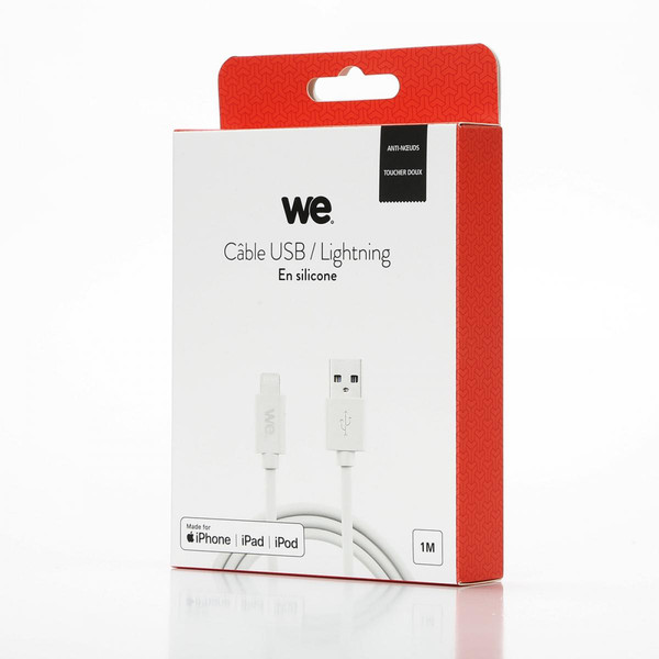Câble Lightning Câble USB/Lightning en silicone - 1m - blanc