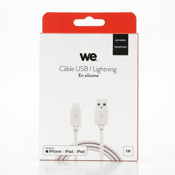 We Câble USB/Lightning en silicone - 1m - rose