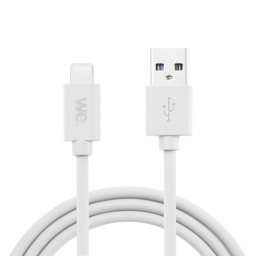 We - Câble USB/Lightning en silicone - 2m - blanc We  - Câble Lightning