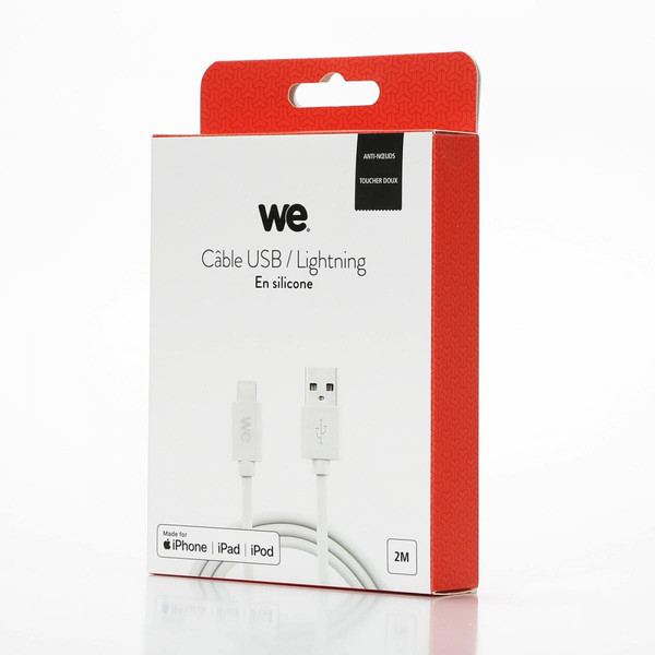 Câble Lightning Câble USB/Lightning en silicone - 2m - blanc