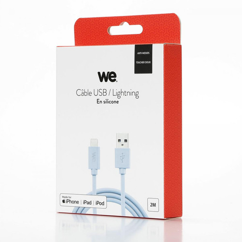 Câble Lightning Câble USB/Lightning en silicone - 2m - bleu
