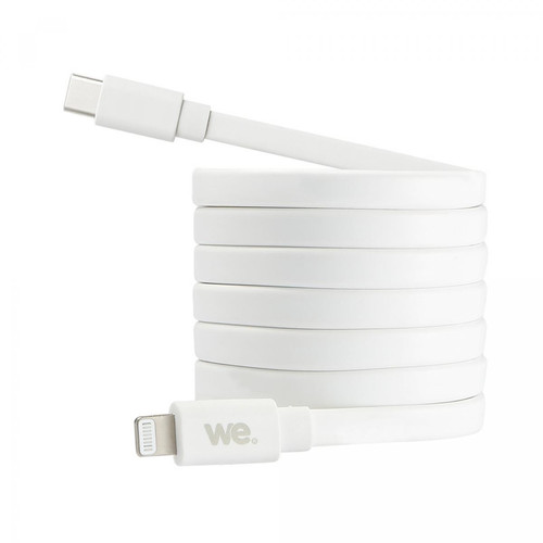 We - WE Câble USB-C/Lightning mâle/mâle plat 1m - blanc - Câble et Connectique
