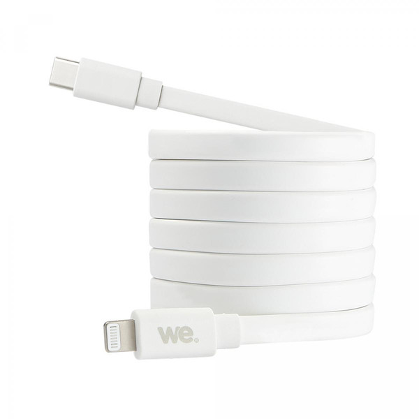 Câble Lightning We WE Câble USB-C/Lightning mâle/mâle plat 1m - blanc