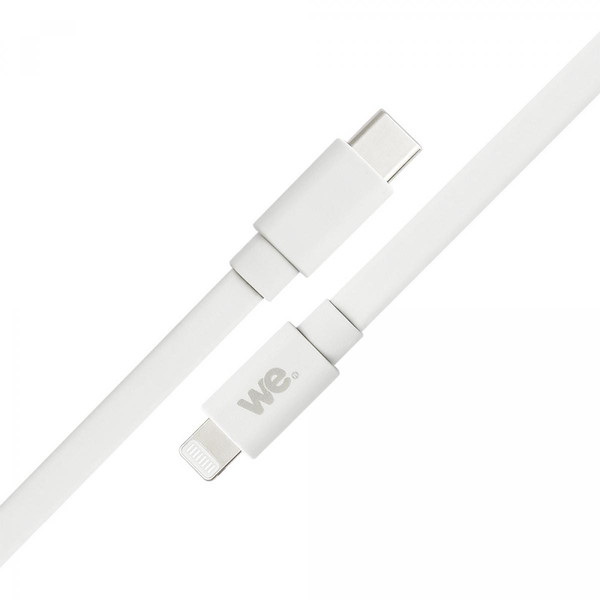 We WE Câble USB-C/Lightning mâle/mâle plat 1m - blanc