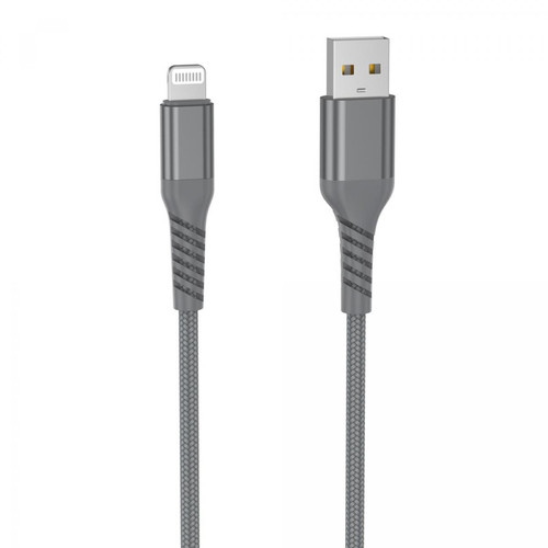 We - WE Câble USB vers Lightning Ultra Résistant en Nylon Tressé et Kevlar, 1 Mètre, Certifié MFi, Charge et Synchronisation des Données - Gris We  - Câble et Connectique