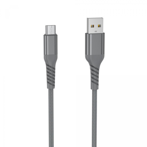 We - WE Câble USB vers Micro USB Ultra Résistant en Nylon Tressé et Kevlar, 1 Mètre, Certifié MFi, Charge et Synchronisation des Données - Gris We  - Câble et Connectique