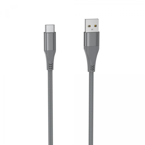 Câble antenne We WE Câble USB vers USB-C Ultra Résistant en Nylon Tressé et Kevlar, 2 Mètres, Certifié MFi, Charge et Synchronisation des Données - Gris