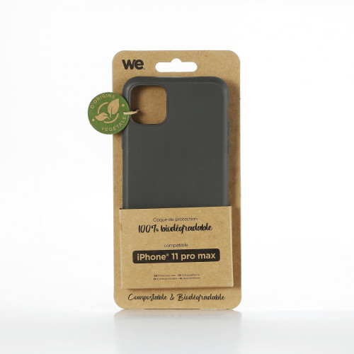 We - WE Coque Bio Apple iPhone 11 Pro Max - Eco-Friendly Biodégradable et Compostable - Housse Etui Antichoc, Compatible avec L'induction, Ultra Protection Bumper, Anti Rayure - Noir - Autres accessoires smartphone