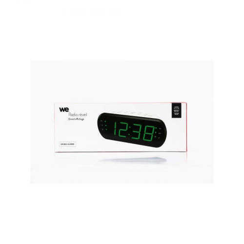 We - WE Radio réveil grand affichage FM , Dual alarme, led vert 1 port USB intégré pour la charge blanc - We