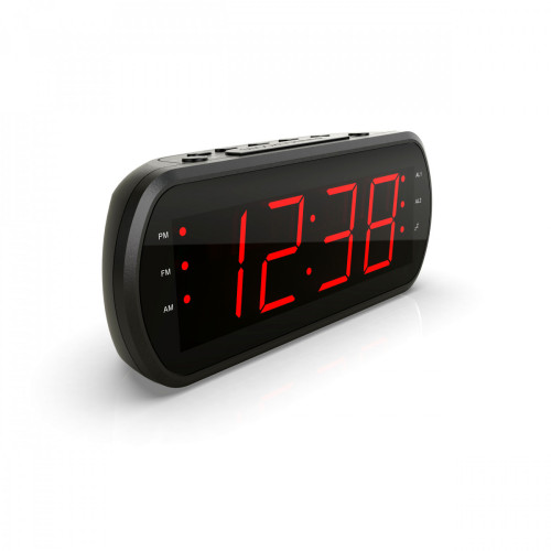 We - Radio Réveil Grand Affichage LED FM , Dual alarme, Led Rouge 1 port USB Intégré pour la Charge - Noir We  - Jeux & Jouets