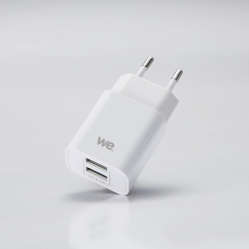 We - WE Chargeur Secteur Adaptateur USB Universel  2 Ports USB-A Chargeur Mural (5V/2.1A Max) pour Apple iOS, Android, Huawei, Honor - BLANC We  - Câble antenne