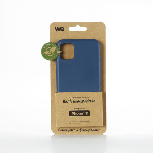 We - WE Coque Bio Apple iPhone 11 - Eco-Friendly Biodégradable et Compostable - Housse Etui Antichoc, Compatible avec L'induction, Ultra Protection Bumper, Anti Rayure - Bleu We  - Coque, étui smartphone