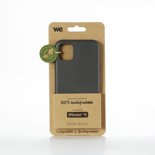 Coque, étui smartphone We WE Coque Bio Apple iPhone 11 - Eco-Friendly Biodégradable et Compostable - Housse Etui Antichoc, Compatible avec L'induction, Ultra Protection Bumper, Anti Rayure - Noir