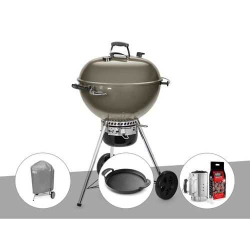 Weber - Barbecue à charbon Weber Master/Touch GBS C/5750 57 cm Smoke Grey avec housse, plancha et kit allumage Weber  - Barbecue charbon plancha