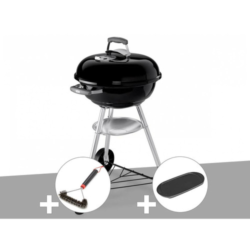 Weber - Barbecue Weber Compact Kettle 47 cm + Brosse + Plancha Weber  - Barbecue charbon plancha