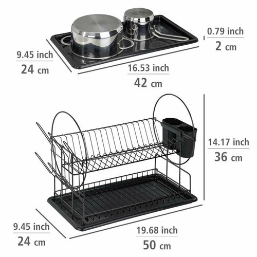 Wenko Égouttoir vaisselle à 2 niveaux - Noir