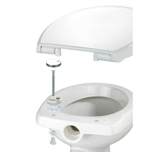 Abattant  WC WENKO Siège WC Solaro, abattant WC thermoplastique blanc de qualité, à abaissement automatique Easy-Close et fixation hygiénique Fix-Clip en inox pour une assise sûre, fabriqué en Europe, 37 x 44 cm