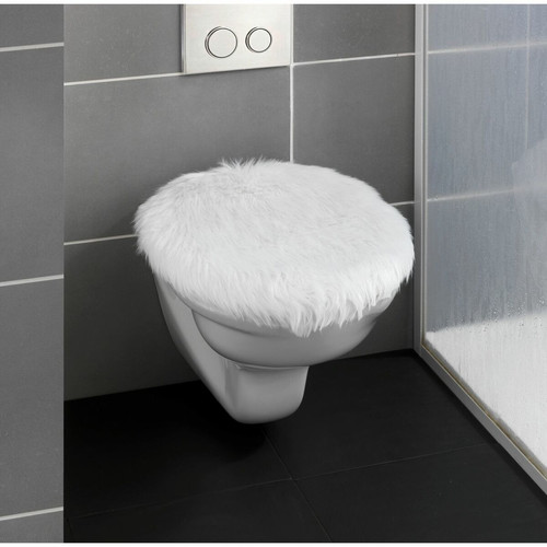 Abattant  WC Wenko Housse pour abattant WC effet fourrure Olga - L. 50 x l. 40 cm - Blanc