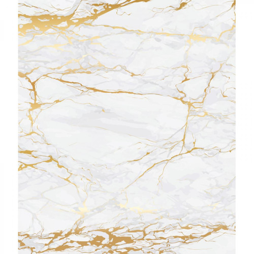 Fond de hotte Fond hotte design Marbre - L. 60 x l. 70 cm - Blanc et or