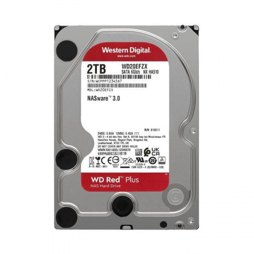 Western Digital WD Red™ Plus - Disque dur Interne NAS - 2To - 5400 tr/min - 3.5 (WD20EFZX)
