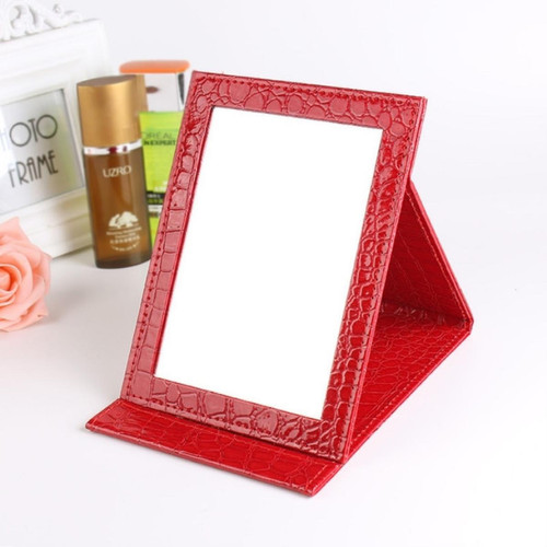 Wewoo - 2 PCS Carré Stand Cuir Maquillage Miroir Alligator Motif Portable Cosmetic MirrorRougeTaille S 12x17.5x1.6CM Wewoo  - Miroirs Wewoo