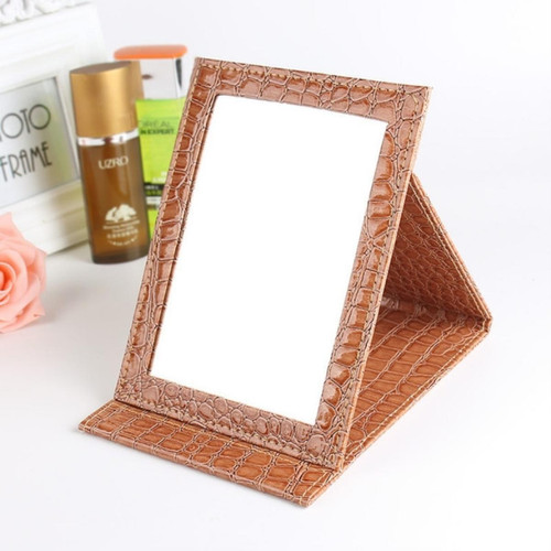 Wewoo - 2 PCS Carré Stand Cuir Maquillage Miroir Alligator Pattern Portable Cosmetic MirrorBrunTaille L 18x25.5x1.6CM Wewoo  - Miroir carre