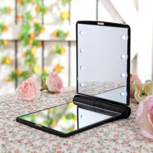Wewoo 2 PCS Lady cosmétique miroir de vanité se pliant poche portable ampoules d'éclairage à LED intégrées rose