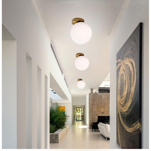 Appliques Applique murale LED Boule de verre moderne conduit lampe de chambre à coucher miroir luminaires de chevet intérieursource de lumière sans ampoule cuivre + 15cm abat-jour en blanc