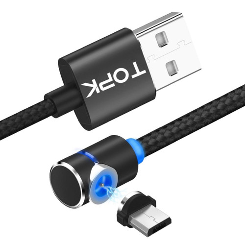Wewoo - Câble de charge magnétique coudé à 90 degrés USB à Micro USB 2,4 A Max avec indicateur à LED noir Wewoo  - Accessoire Smartphone
