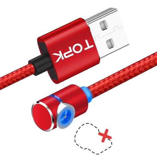 Wewoo - Câble de charge magnétique USBcoudé à un angle maximum de 90 degrés2,4 A avec indicateur LEDPas de fiche Rouge Wewoo  - Câble Lightning