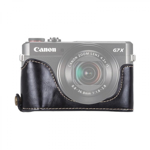 Wewoo - Demi étui de protection appareil photo Demi-boîtier caméra en cuir PU avec filetage 1/4 pouce pour Canon G7 X Mark II (Noir) Wewoo  - Boitier canon