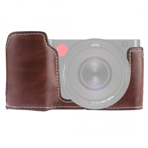Wewoo - Demi étui de protection appareil photo Demi-boîtier de caméra en cuir PU avec filetage 1/4 de pouce pour Leica TL Type 701 café Wewoo - Photo & Vidéo Numérique