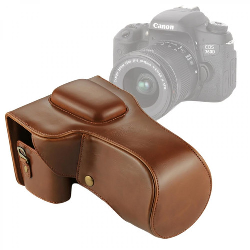 Wewoo - Etui en cuir appareil photo café pour Canon EOS 760D / 750D lentille 18-135mm Full Body Camera PU étui en sac Wewoo  - Photo & Vidéo Numérique