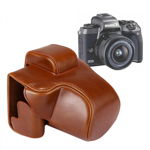 Wewoo - Etui en cuir appareil photo marron pour Canon EOS M5 Full Body Camera PU étui en avec sangle Wewoo - Photo & Vidéo Numérique