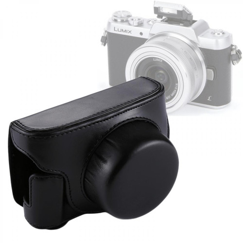 Wewoo - Etui en cuir appareil photo noir pour Panasonic Lumix GF7 / GF8 / GF9 12-32mm / 14-42mm Lens Full Body Camera PU Sac étui en avec sangle - Wewoo