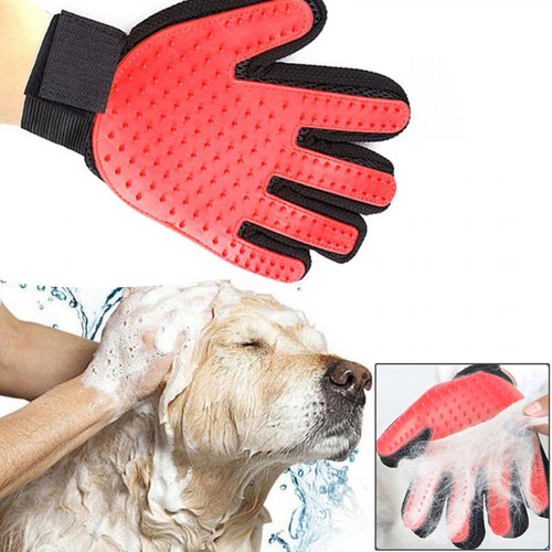 Wewoo - Gant à cinq doigts à la main gauche de brossage pour animaux compagnie Massage doux et efficace Toilettage (Rouge) Wewoo - Wewoo