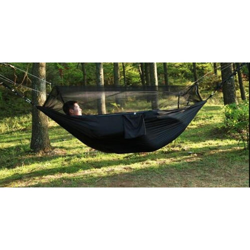 Wewoo - Hamac 1-2 personnes en plein air moustiquaire parachute camping lit suspendu balançoire double chaise portable, 260 x 140 cm (couleur noire) - Hamac